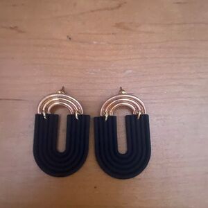 Black and Gold Geometric Earrings